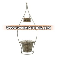 new design  decorative metal geometric stand  with wicker flower plant pot